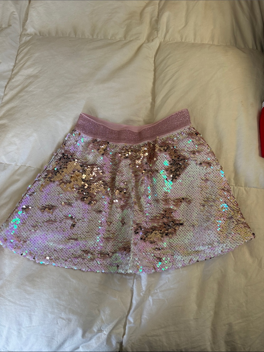 Girls Pink Iridescent Sequin Skirt